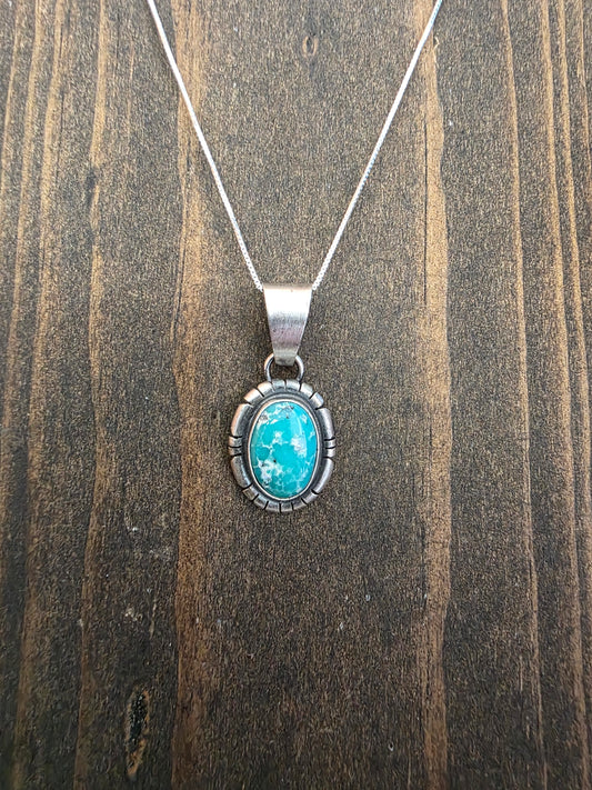 Carico Lake Turquoise Sawtooth Bezel Pendant Necklace