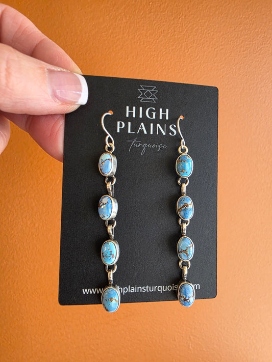 4 Stone Golden Hills Turquoise Drop Earrings