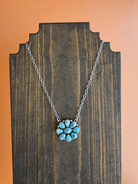 Golden Hills Turquoise Cluster Pendant Necklace