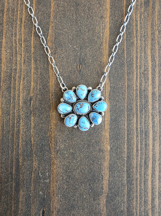 Golden Hills Turquoise Cluster Pendant Necklace