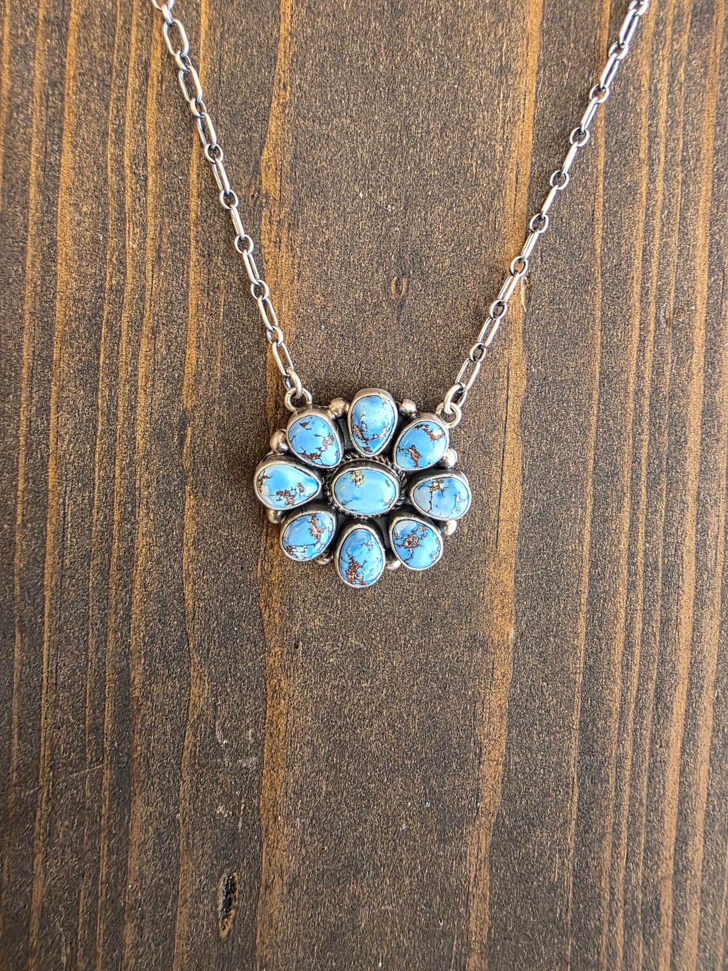 Golden Hills Turquoise Cluster Pendant Necklace