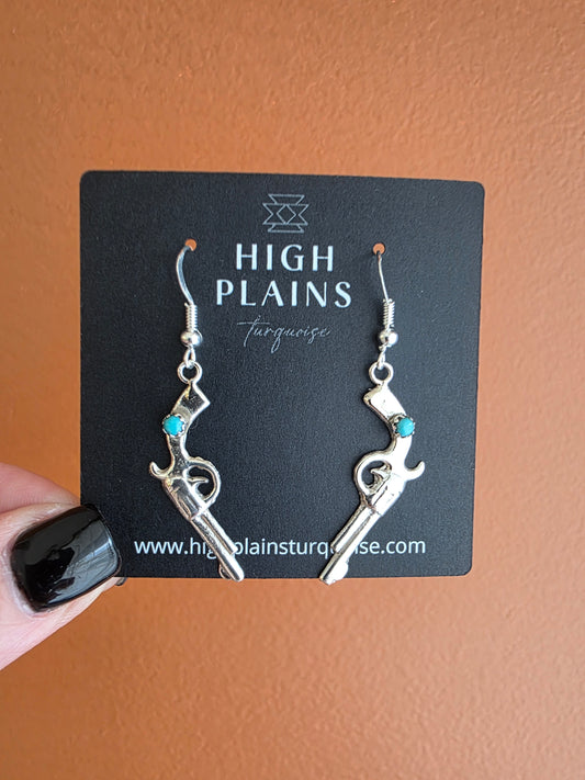 Sterling Silver Turquoise Six-Shooter Earrings