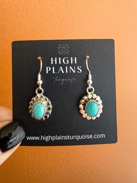 Silver Petal Turquoise Earrings