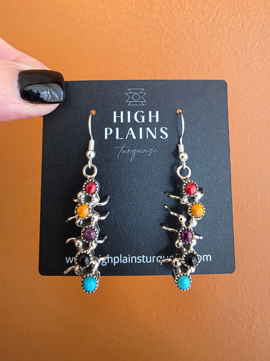 Navajo Handmade Multi-Stone Caterpillar Earrings
