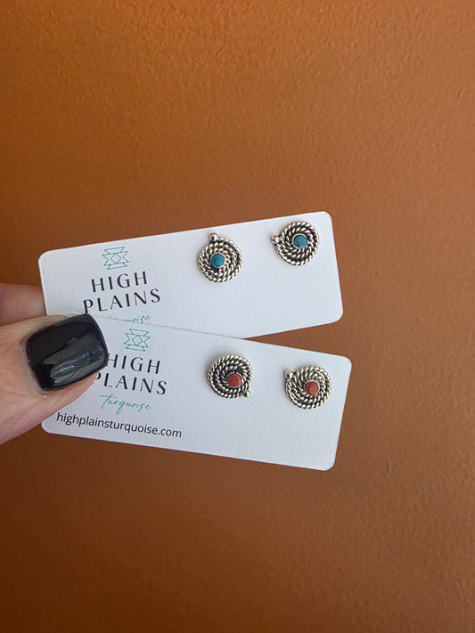 Sterling Rope Stone Studs