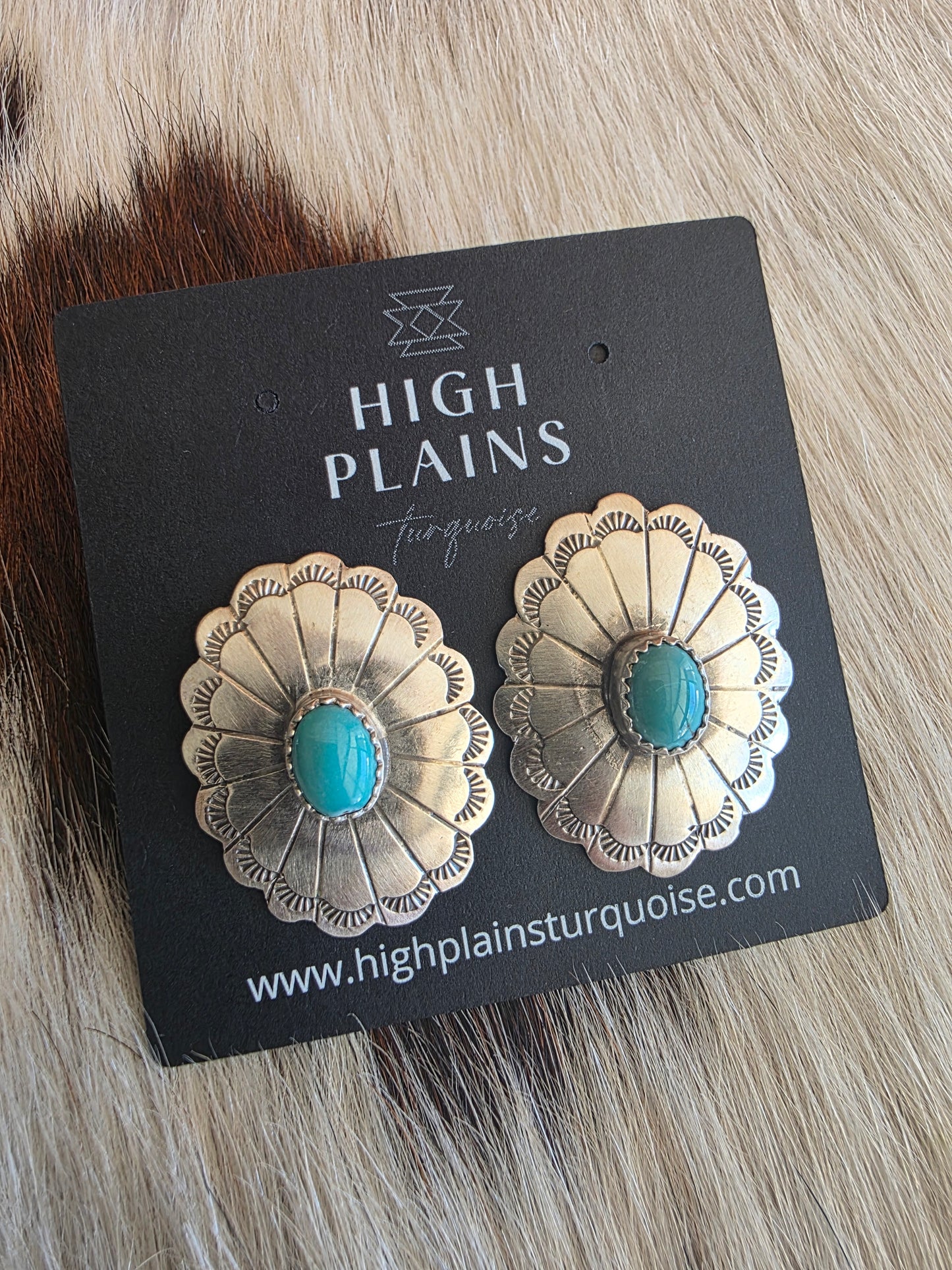 Hand Stamped Sterling Silver Stone Concho Earrings