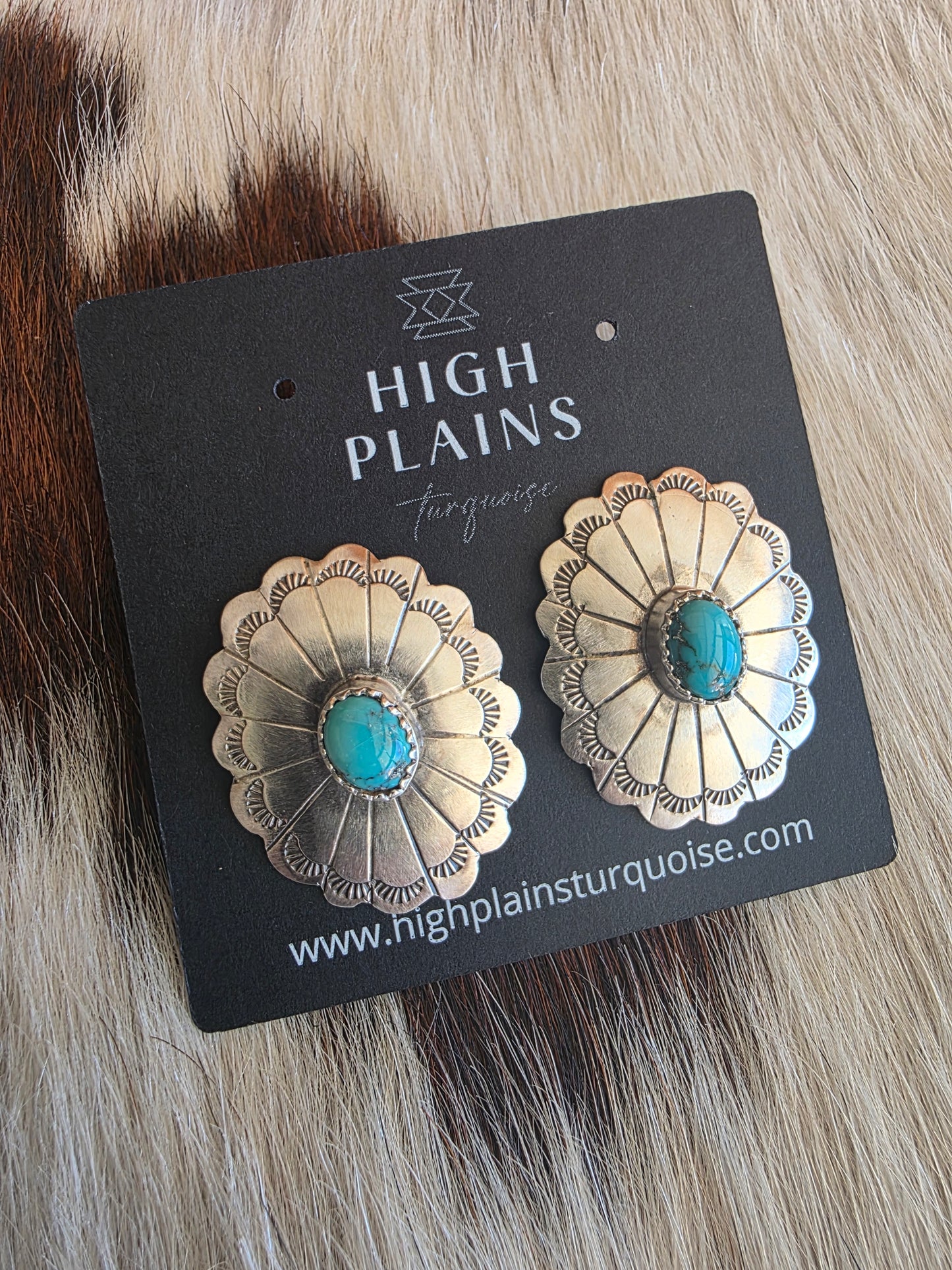 Hand Stamped Sterling Silver Stone Concho Earrings