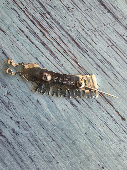 Zuni Sterling Silver Inlay Caterpillar Pin