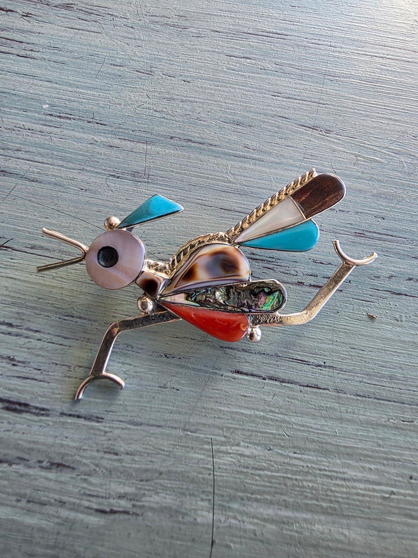 Zuni Inlaid Multi Stone Roadrunner Pin/Pendant