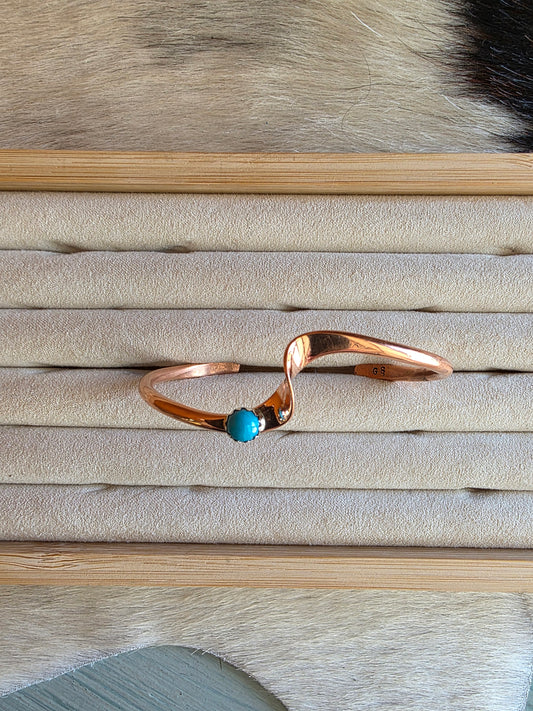 Navajo Wave Copper Turquoise Cuff Bracelet