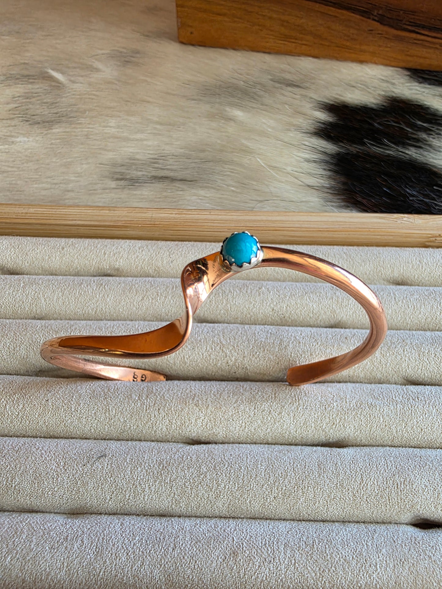 Navajo Wave Copper Turquoise Cuff Bracelet