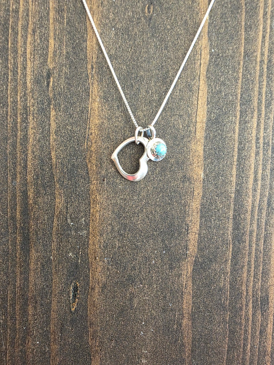 Turquoise Heart Charm Pendant Necklace