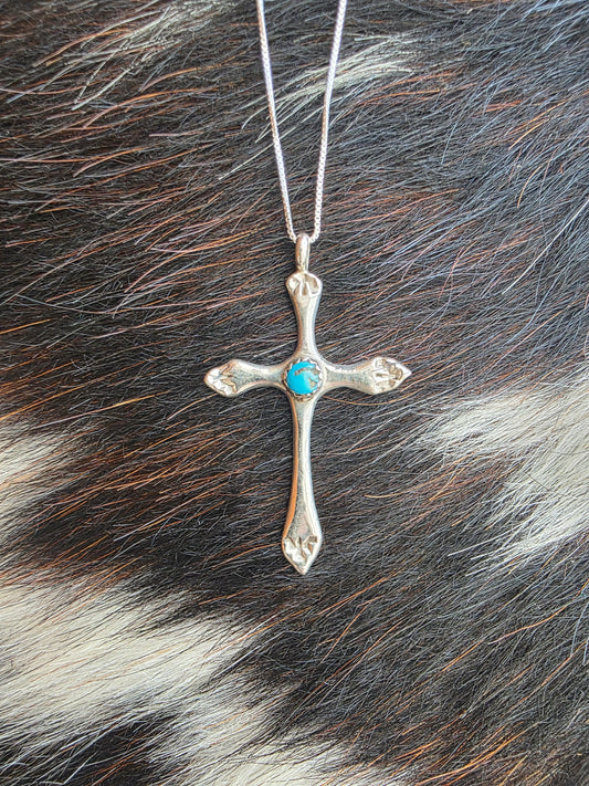 Annie Lincoln Sterling Silver Turquoise Cross Necklace