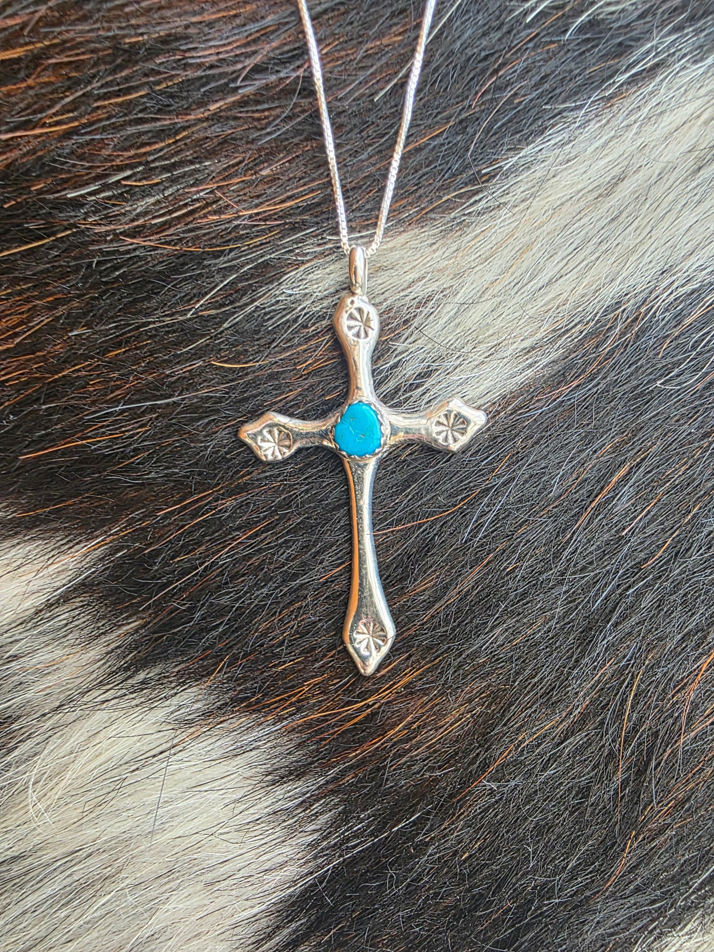Annie Lincoln Sterling Silver Turquoise Cross Necklace
