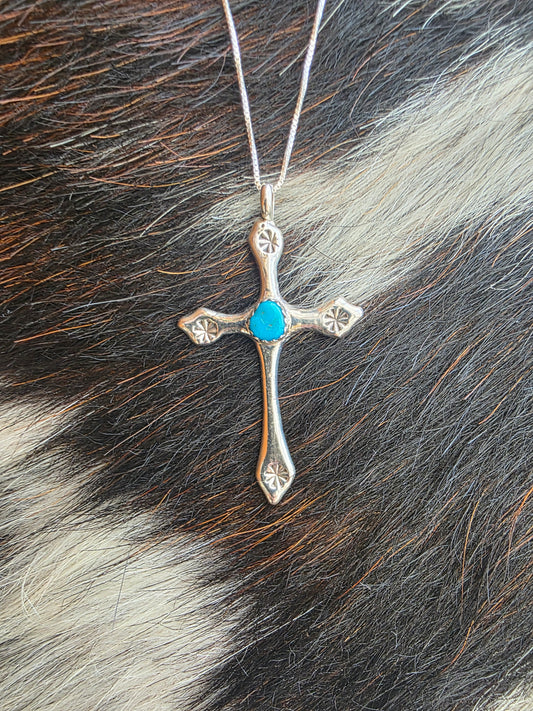 Annie Lincoln Sterling Silver Turquoise Cross Necklace