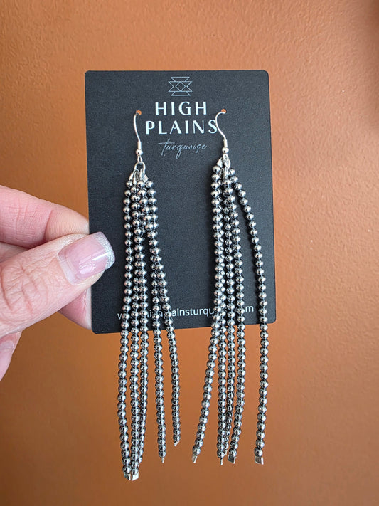 Sterling Silver Mini Bead Fringe Earrings