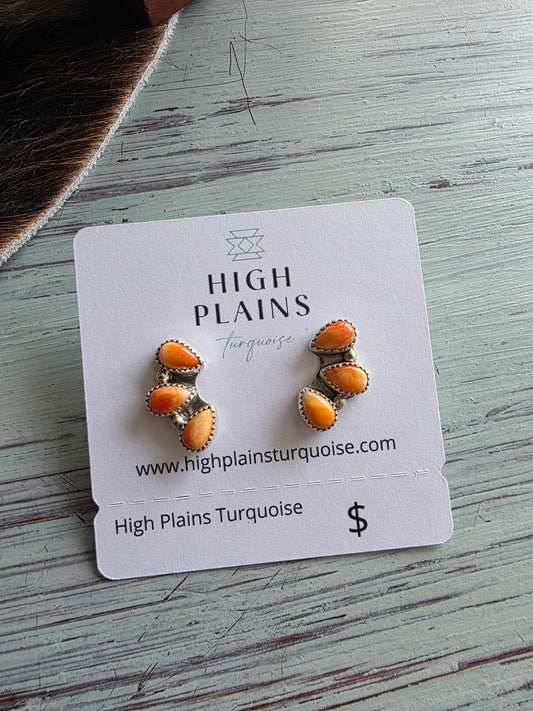 Spiny Oyster Cluster Stud Earrings