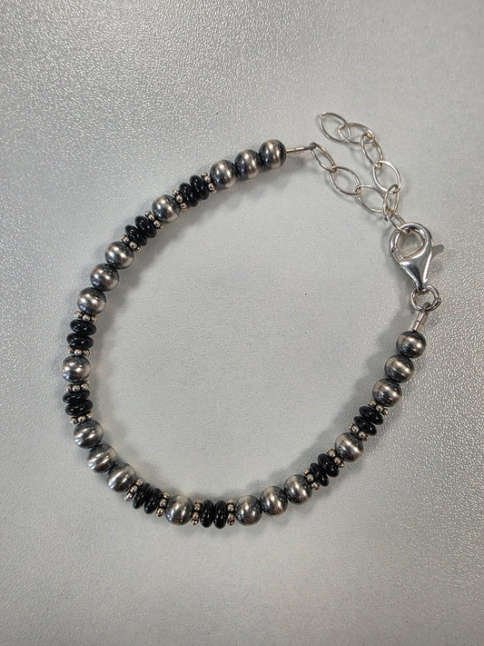 5mm Sterling Silver Gemstone Beaded Bracelet