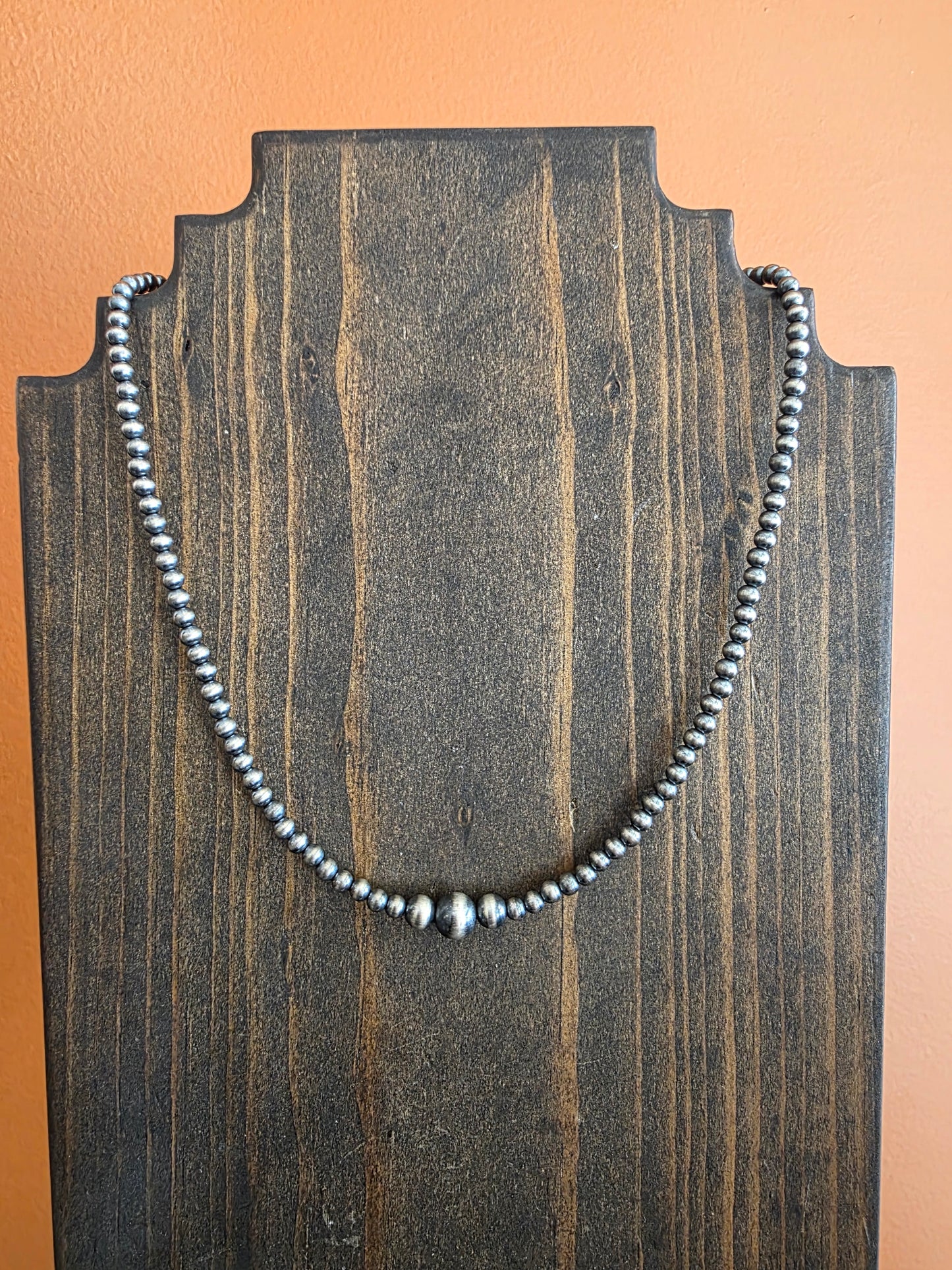 Oxidized Sterling Silver Graduated Necklace