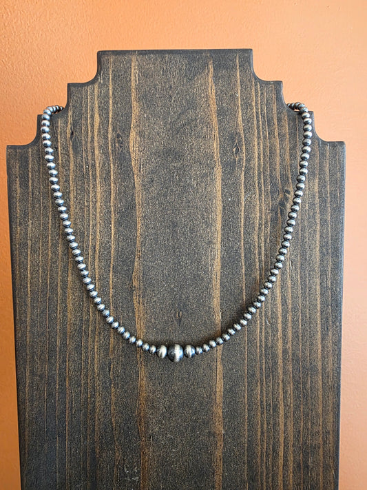 Oxidized Sterling Silver Graduated Necklace