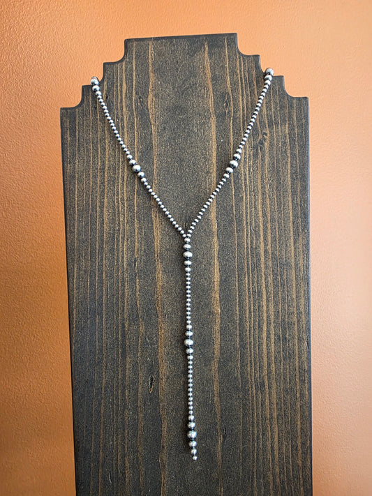 Multi Bead Sterling Silver Lariat