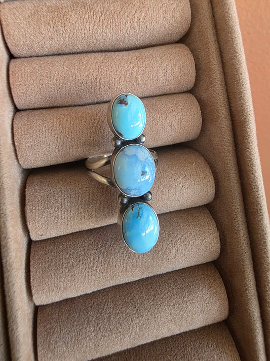 Blue Horizon Triple Stone Golden Hills Turquoise Ring