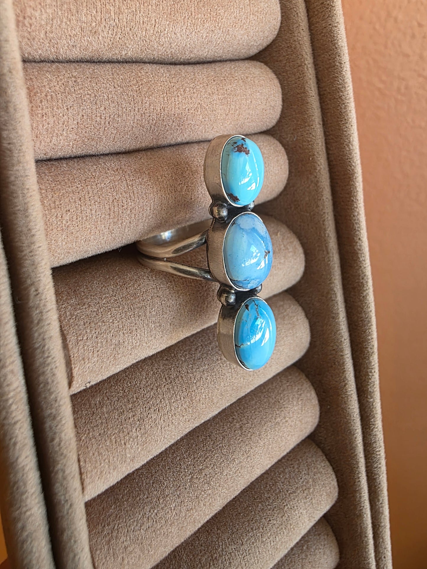 Blue Horizon Triple Stone Golden Hills Turquoise Ring