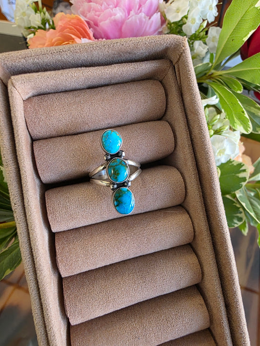 Blue Mesa Kingman Turquoise Triple Stone Ring