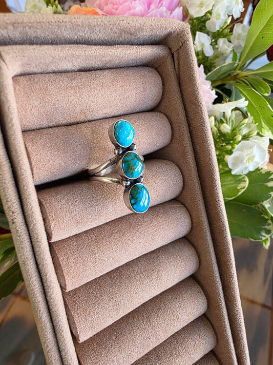 Blue Mesa Kingman Turquoise Triple Stone Ring