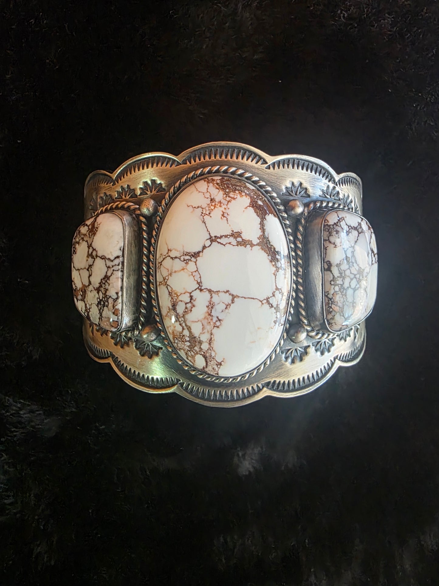 Stamped Sterling Wild Horse Cuff Bracelet