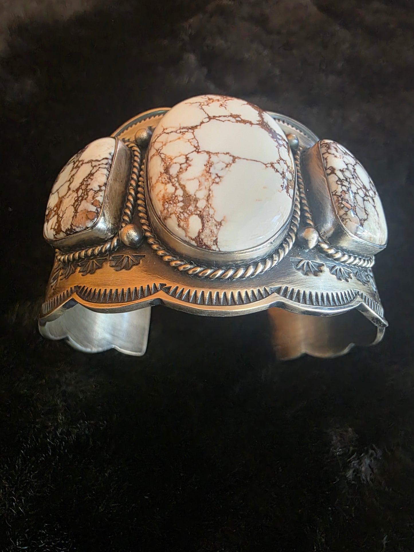 Stamped Sterling Wild Horse Cuff Bracelet