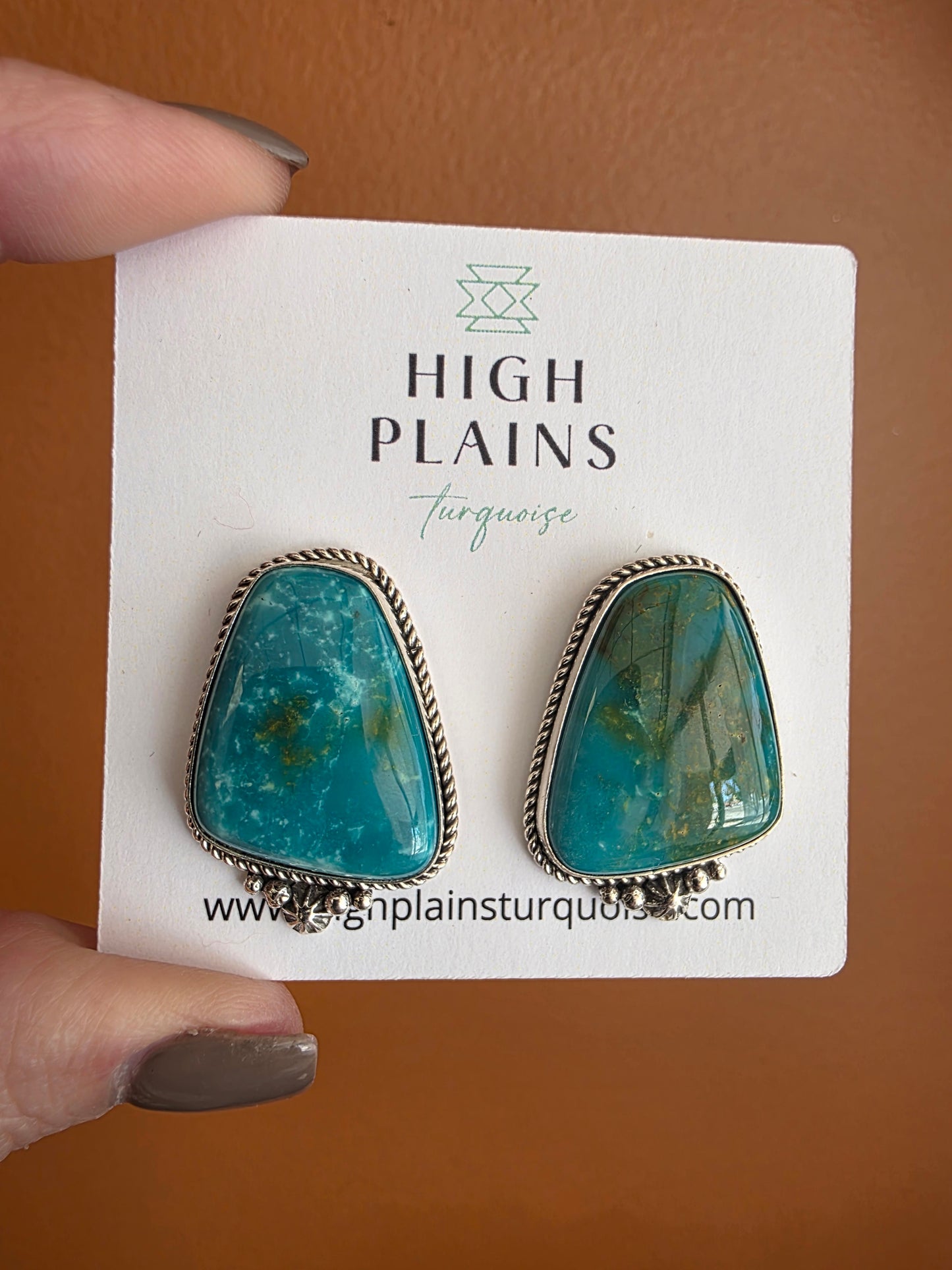 Large Stone Armenian Turquoise Earrings