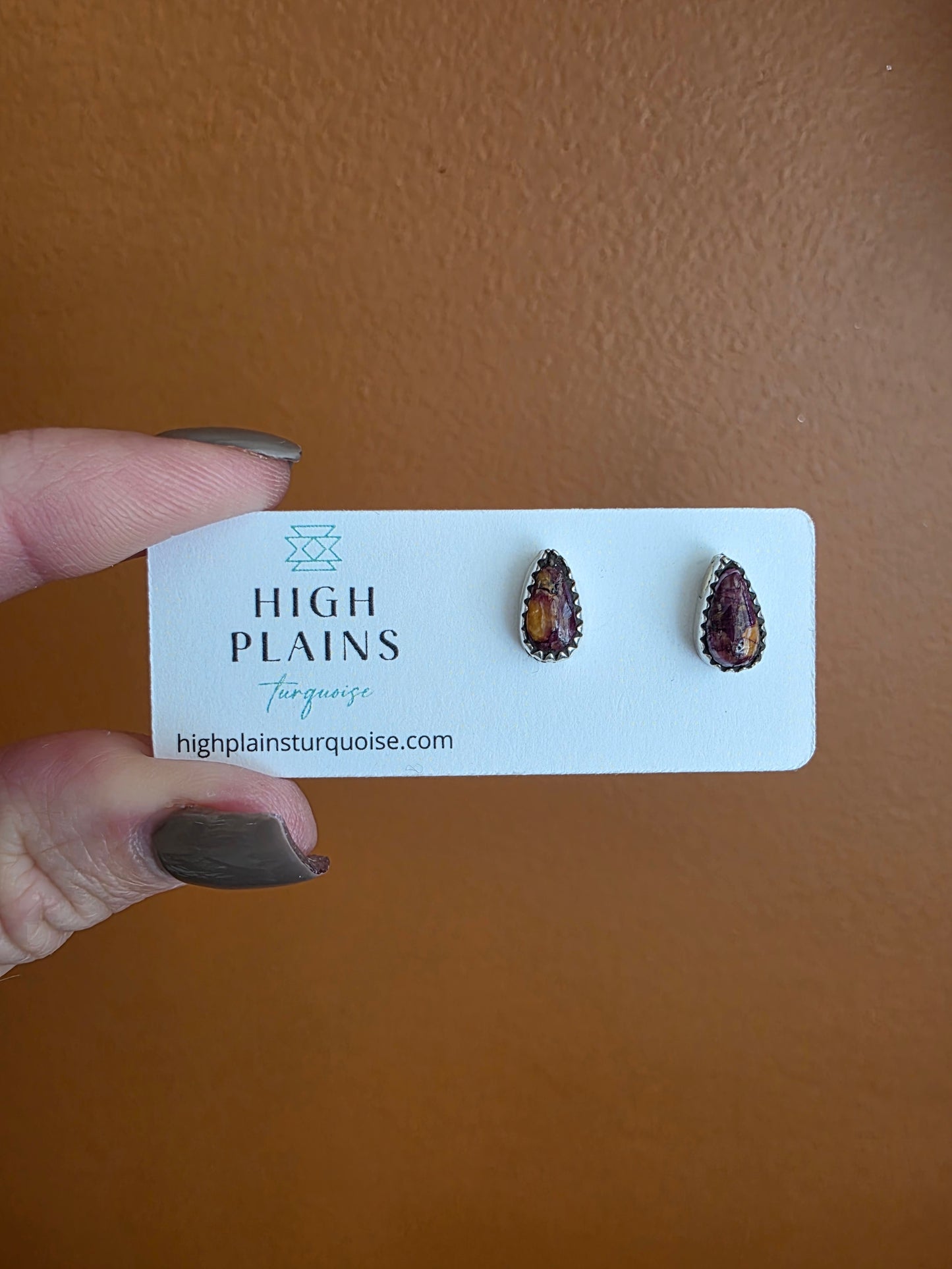 Purple Spiny Mini Teardrop Earrings