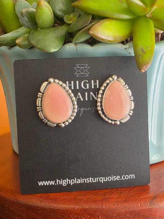 Extraordinary Sterling Detail Pink Conch Teardrop Earrings