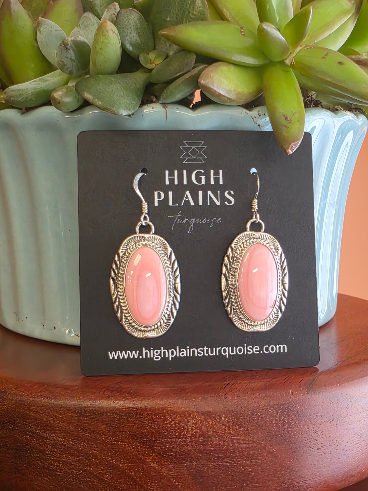 Large Oval Pink Conch Earrings