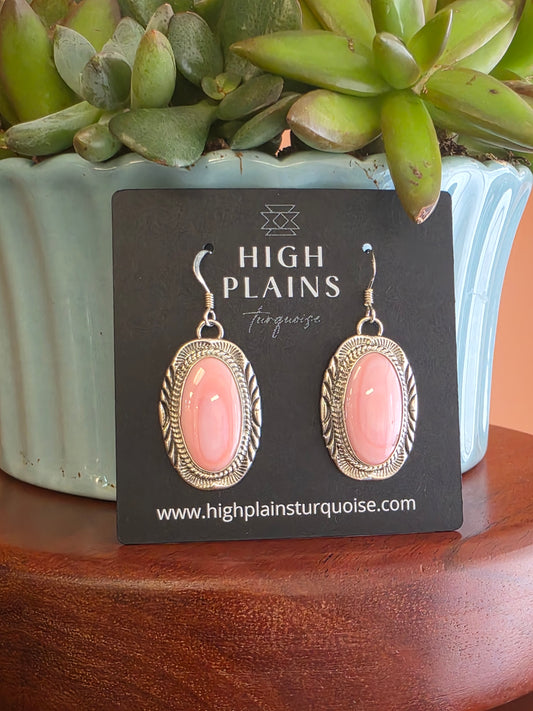 Large Oval Pink Conch Earrings