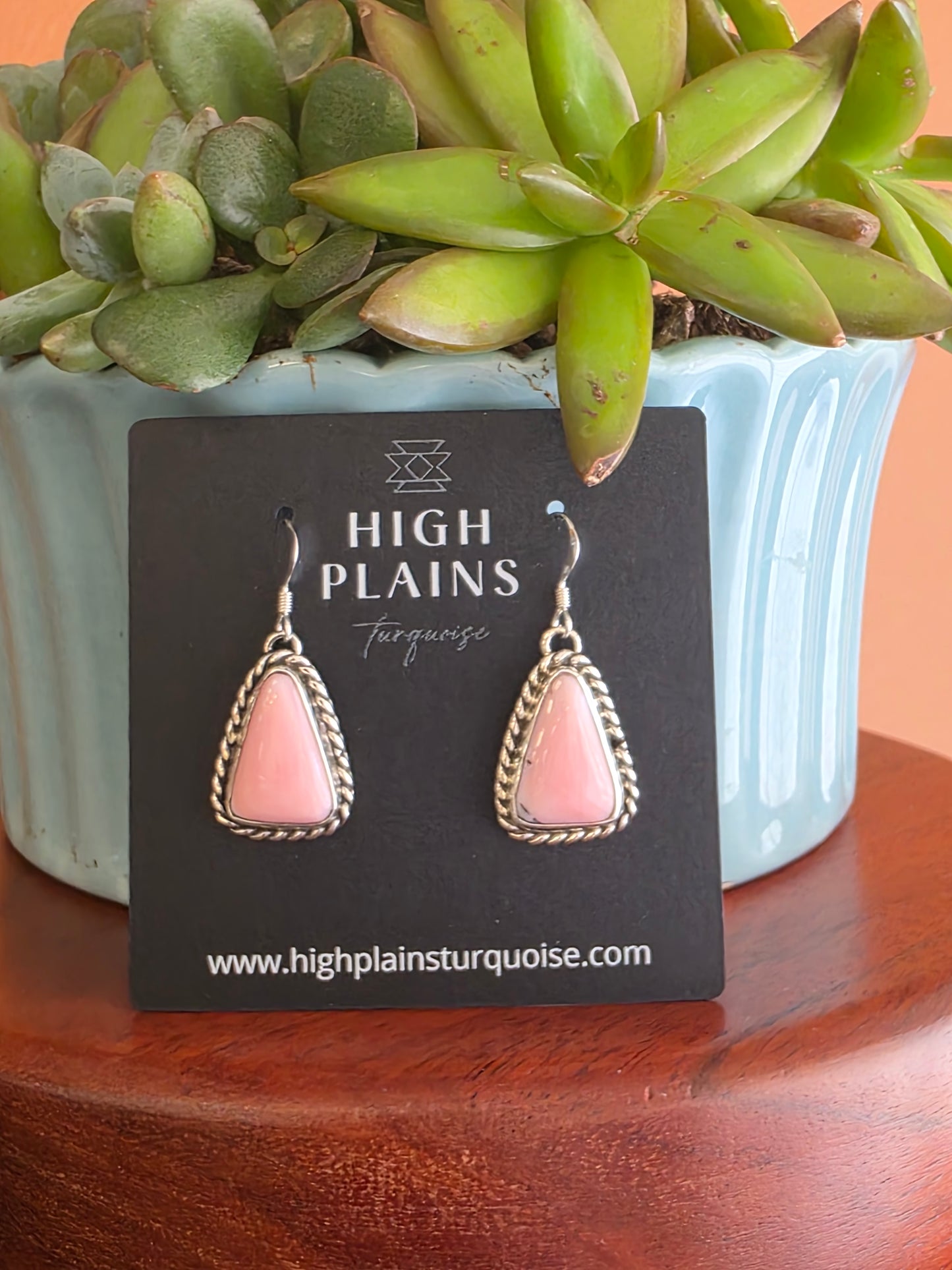 Slender Sterling Pink Conch Triangle Earrings