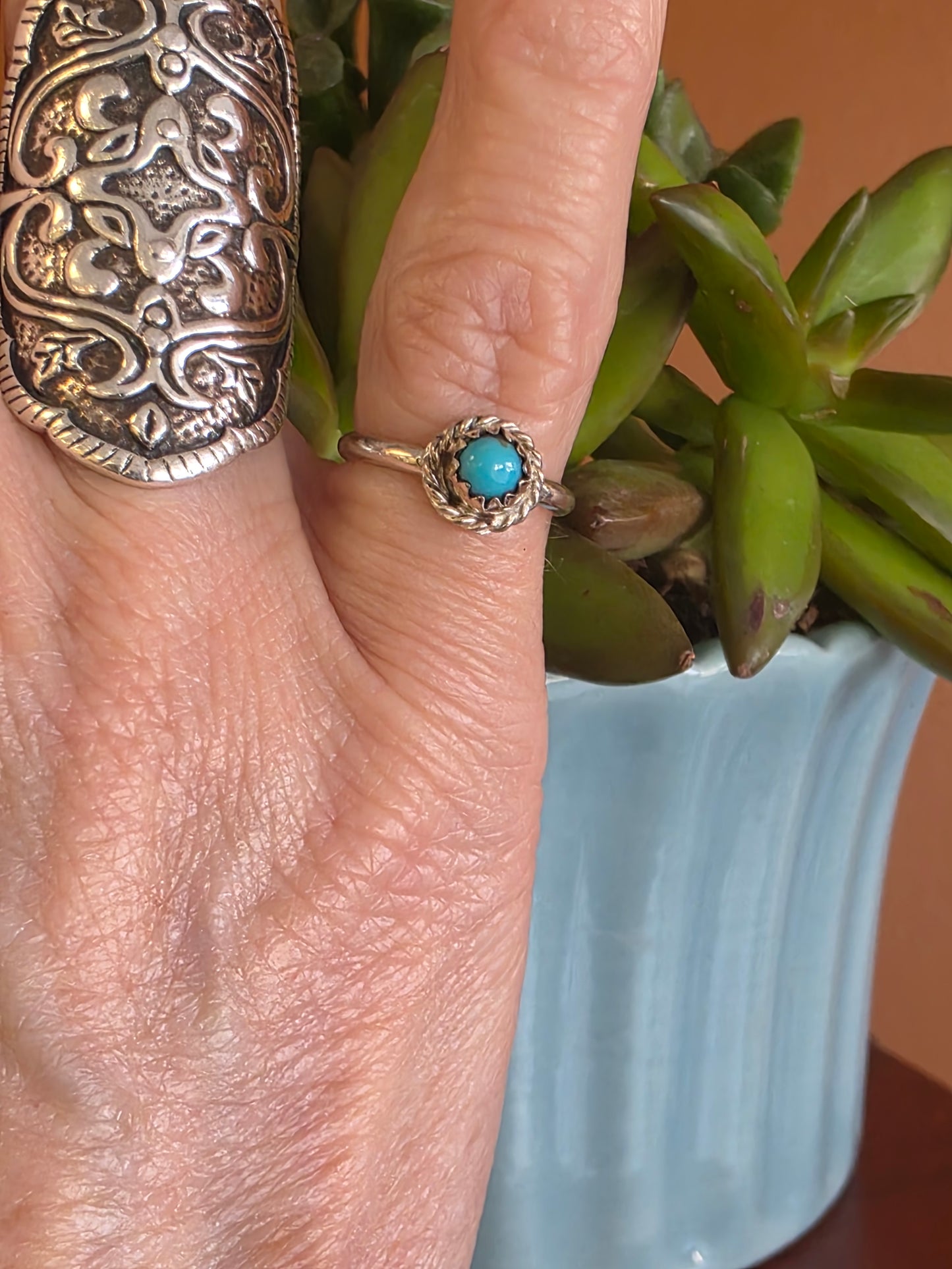 Tiny Turquoise Treasure Ring