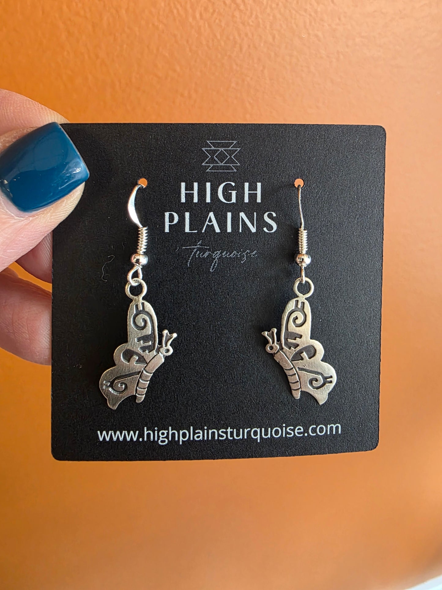Stamped Sterling Silver Butterfly Earrings