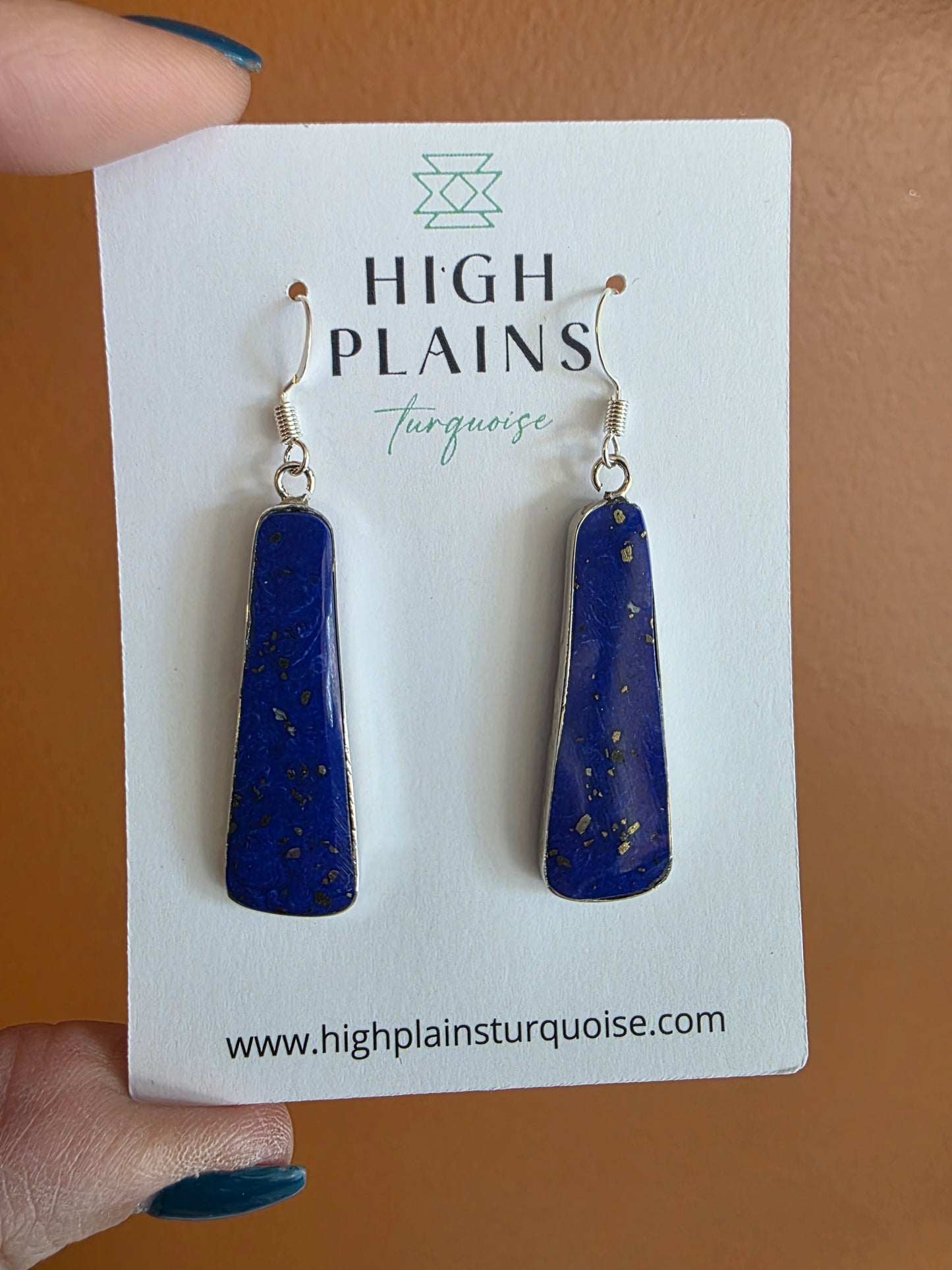 Santo Domingo Sterling Silver Wrapped Lapis Slab Earrings