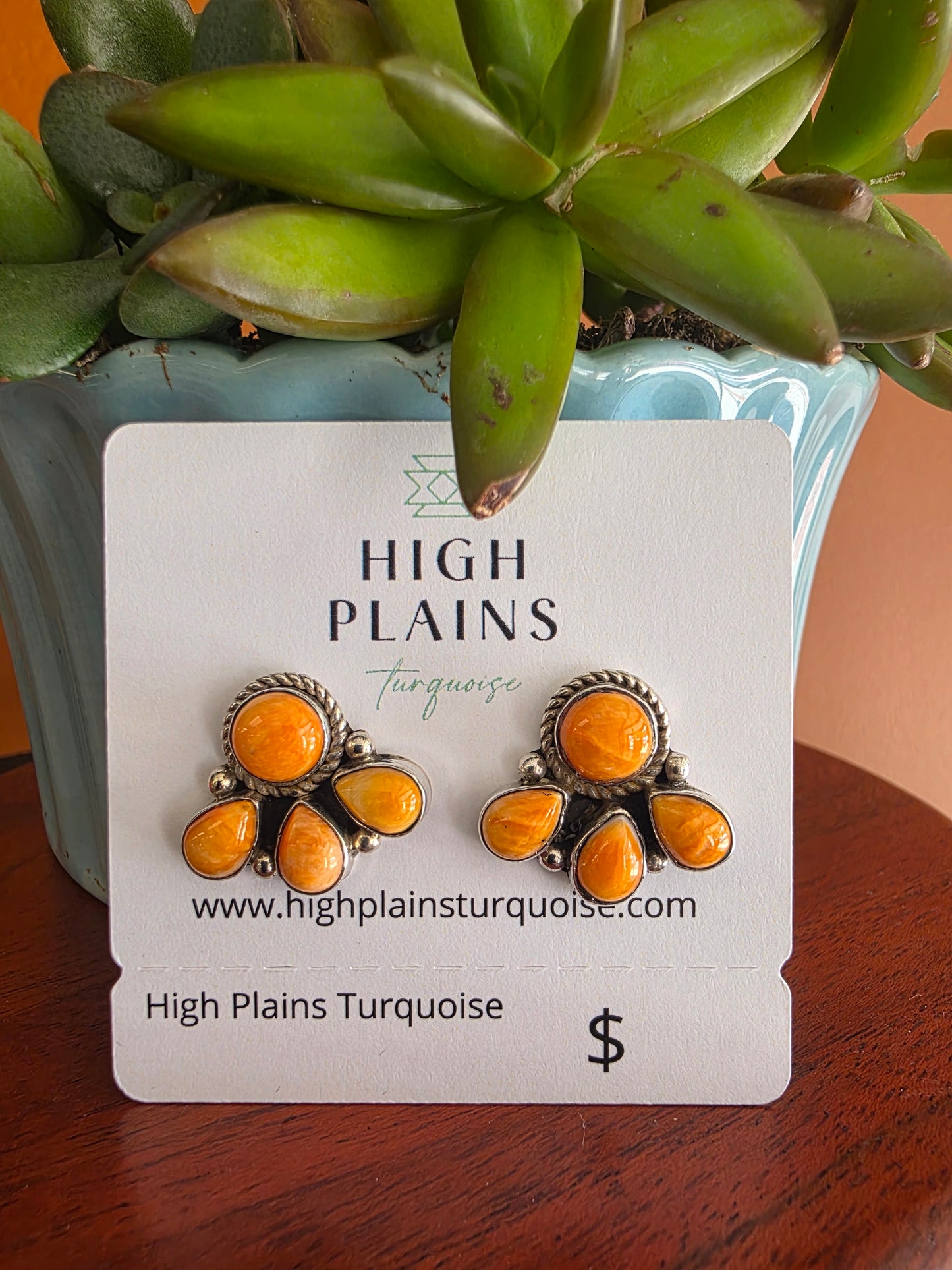 Desert Apricot Spiny Oyster Cluster Earrings