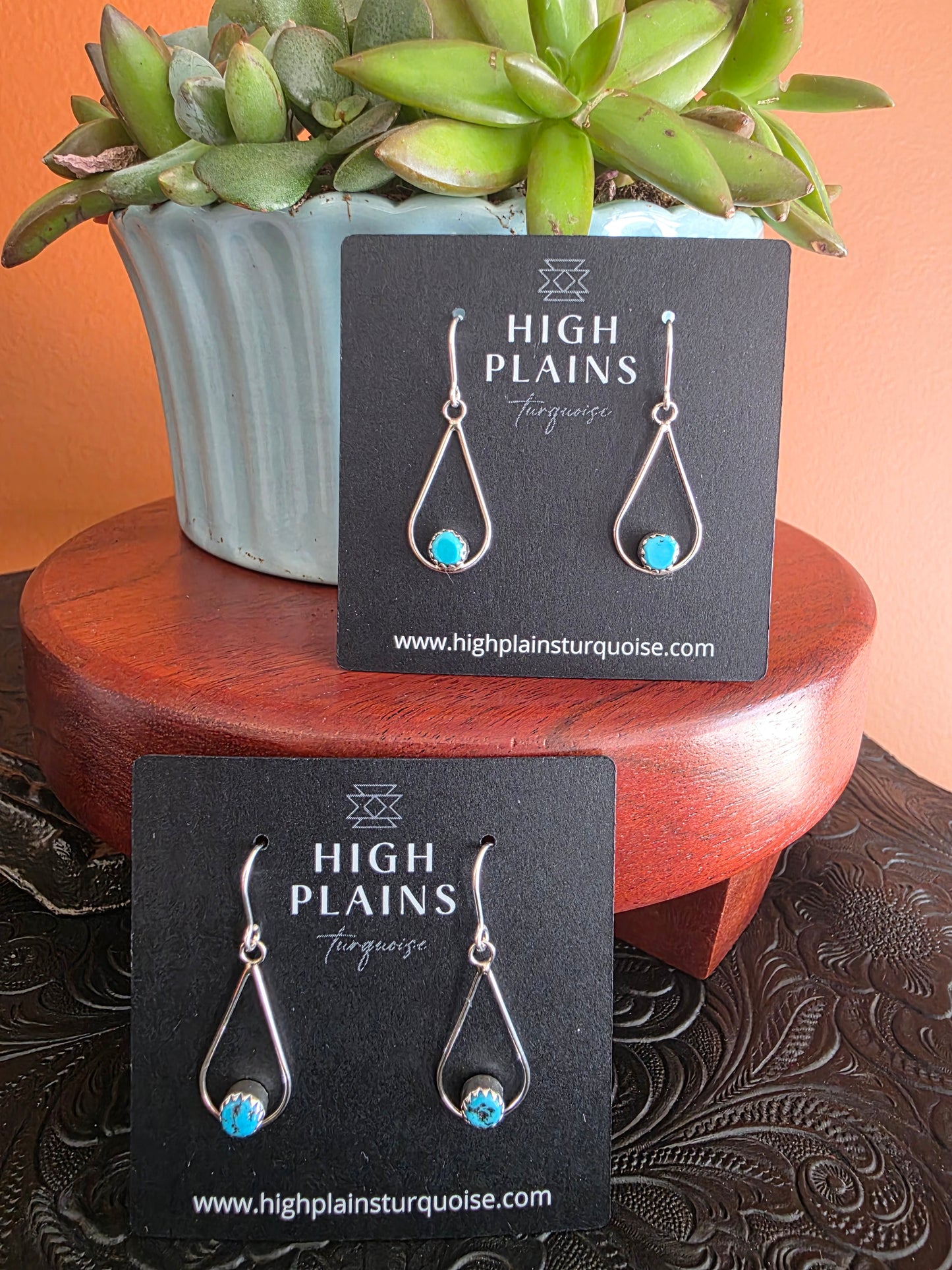 Kingman Turquoise Open Teardrop Earrings
