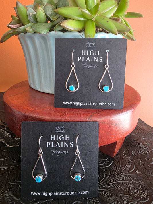 Kingman Turquoise Open Teardrop Earrings