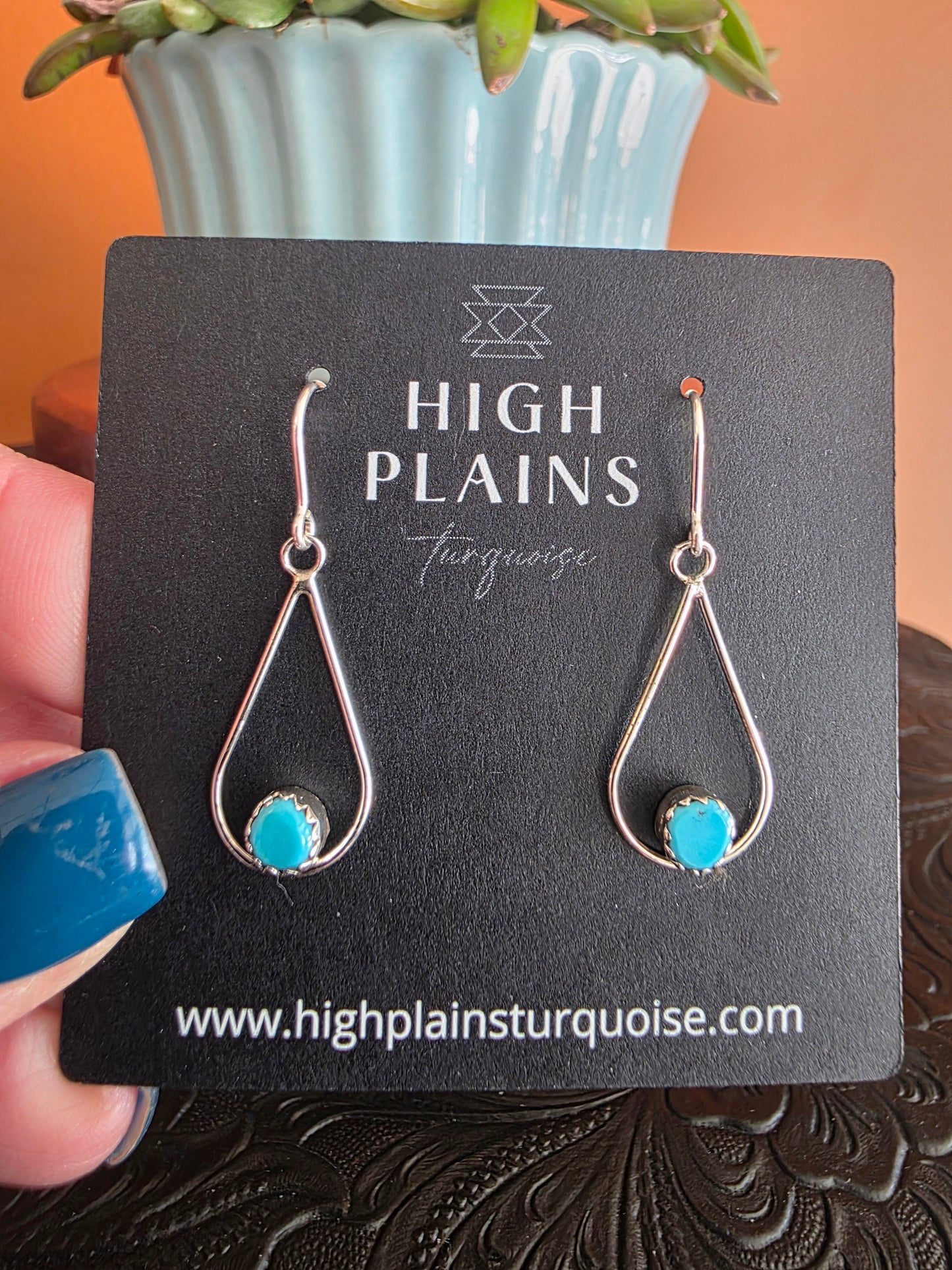 Kingman Turquoise Open Teardrop Earrings