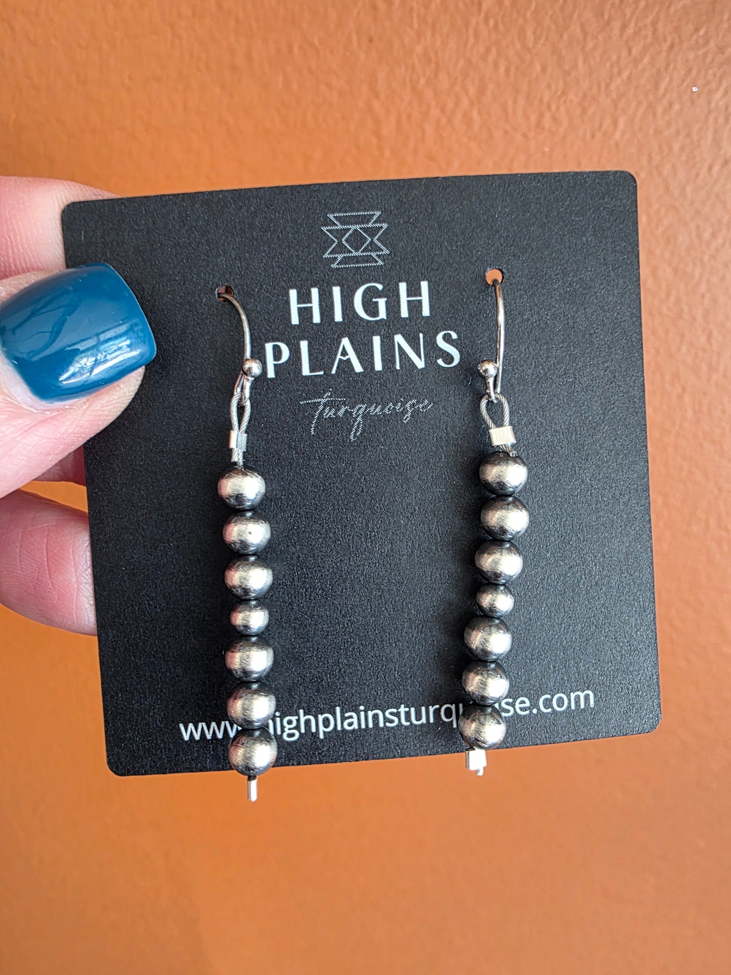 Sterling Silver Graduated Bead Dangle Earrings