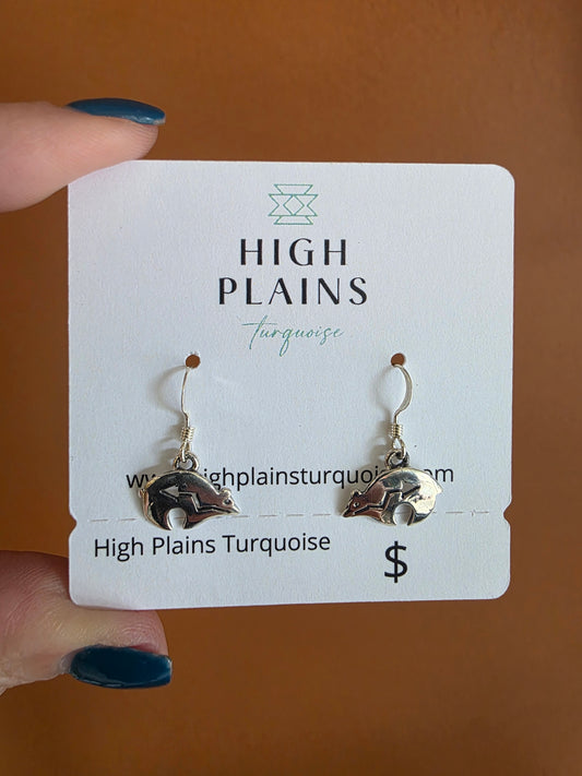 Sterling Silver Heartline Bear Earrings