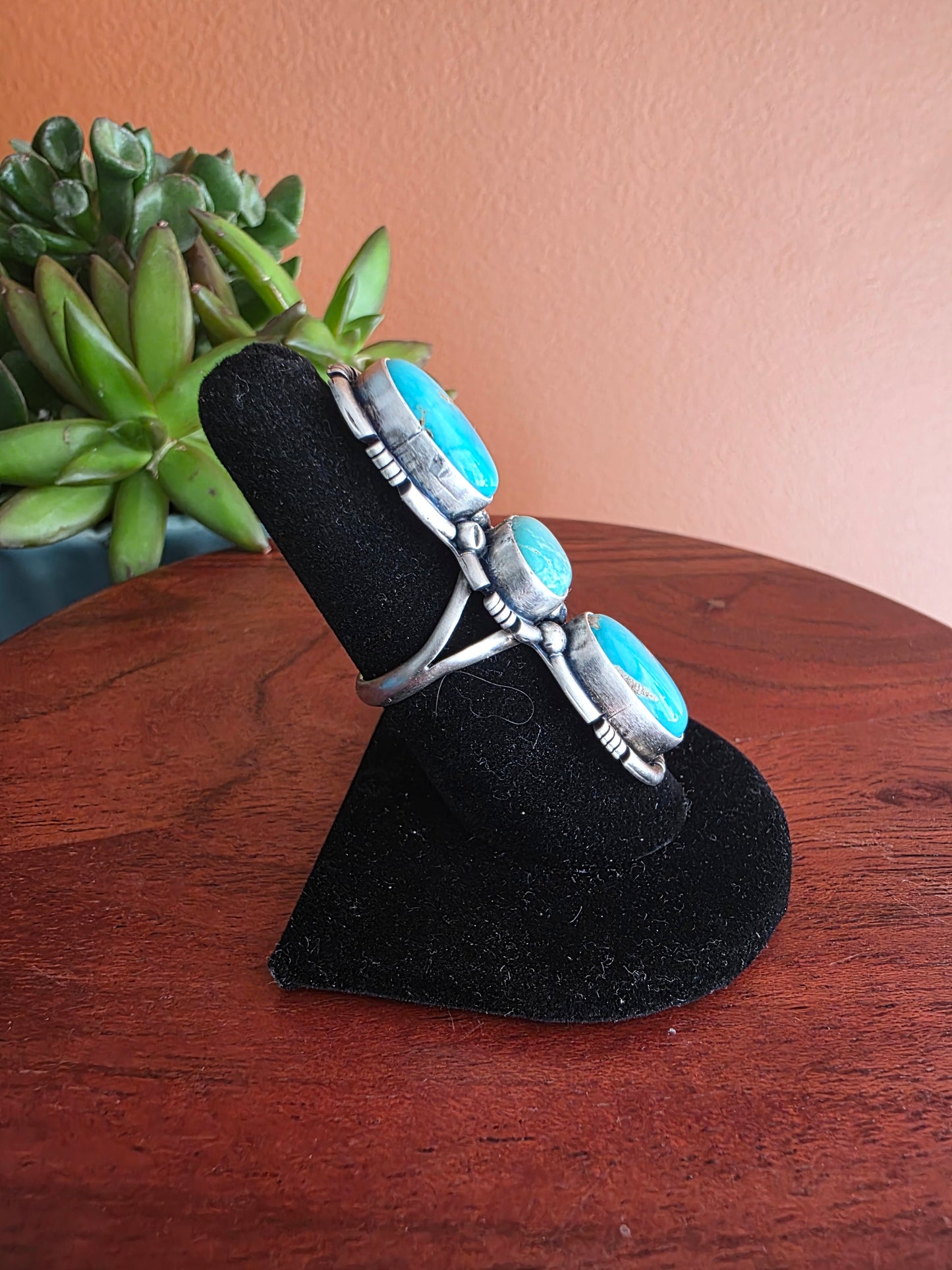 Triple Stone Mixed Turquoise Statement Ring