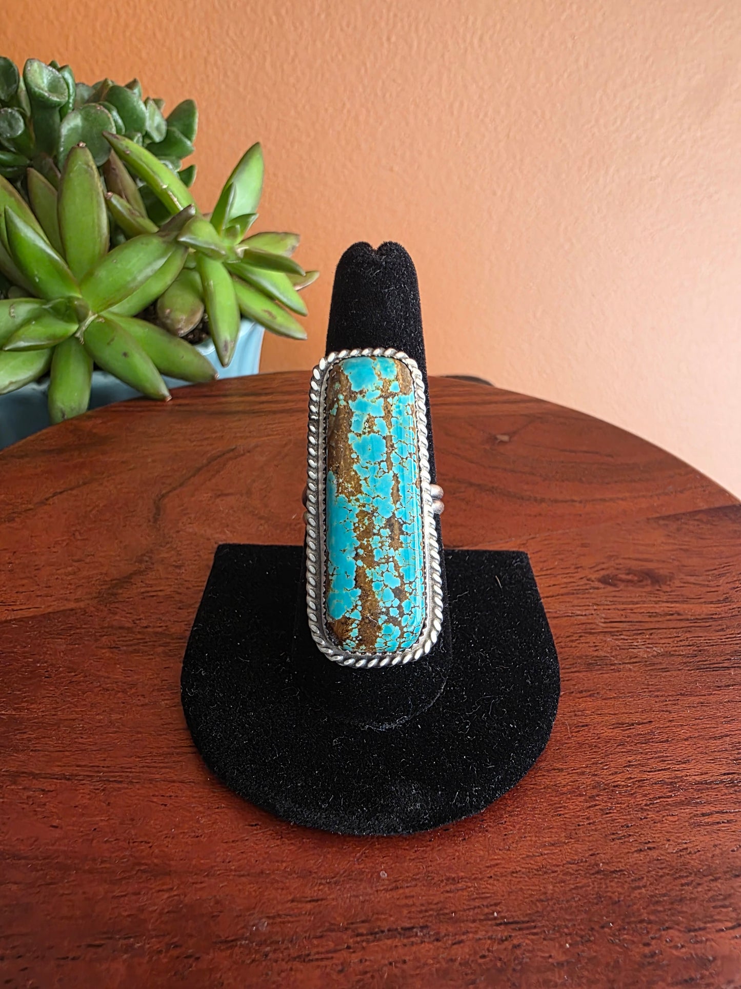 Lezlie Nez #8 Turquoise Adjustable Ring