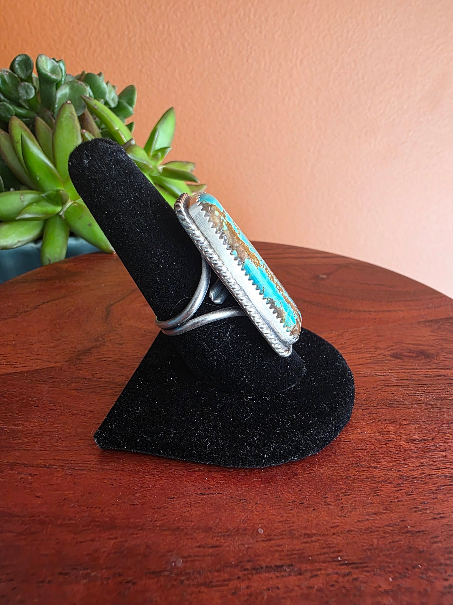 Lezlie Nez #8 Turquoise Adjustable Ring
