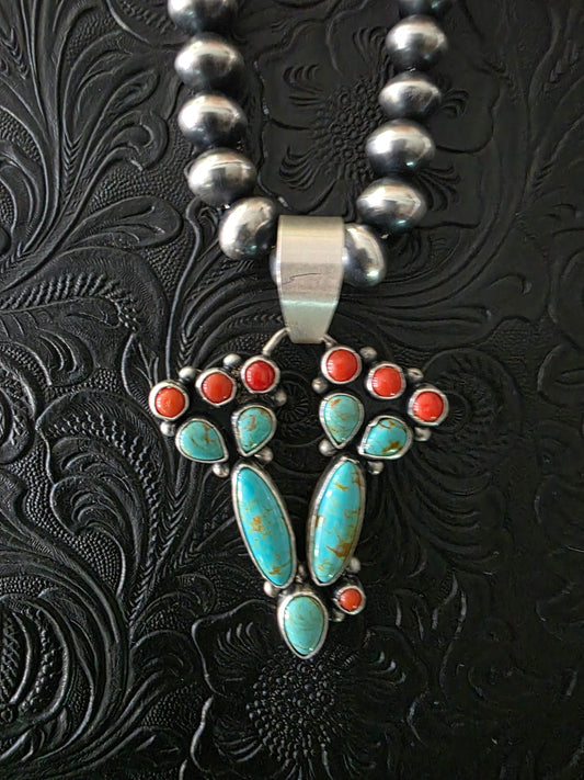 Betty Tom Tyrone Coral Cactus Pendant
